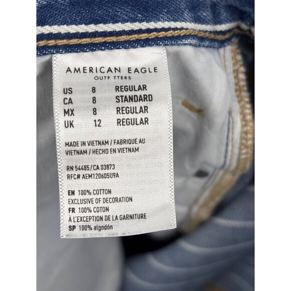 American Eagle Outfitters Mom Jean Striped Blue White Size 8 Regular - Picture 6 of 7
